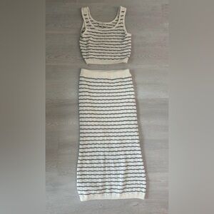 Striped Cream and Black Knit Skirt